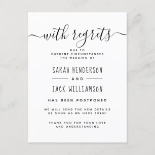 With Regrets Elegant Wedding Change Announcement