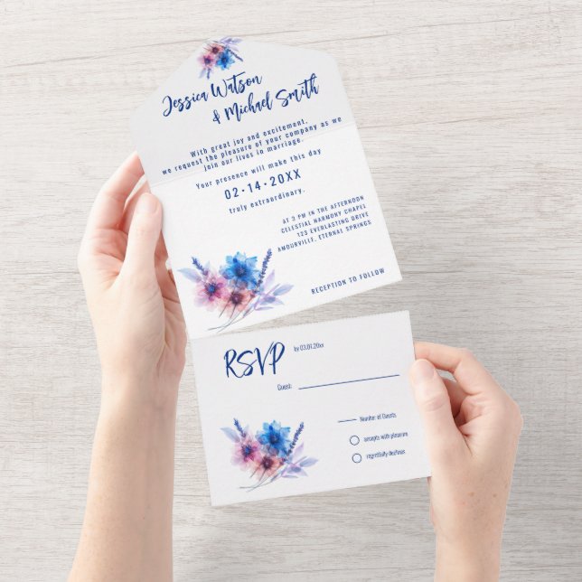 💍 With RSVP card Pastel Whispers Meadows (Tearaway)