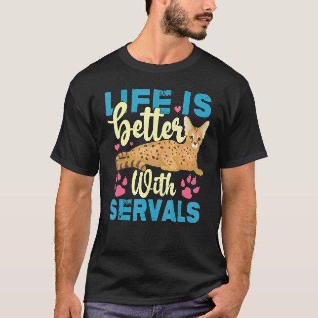 With Servals  Serval Cat T-Shirt (Front)