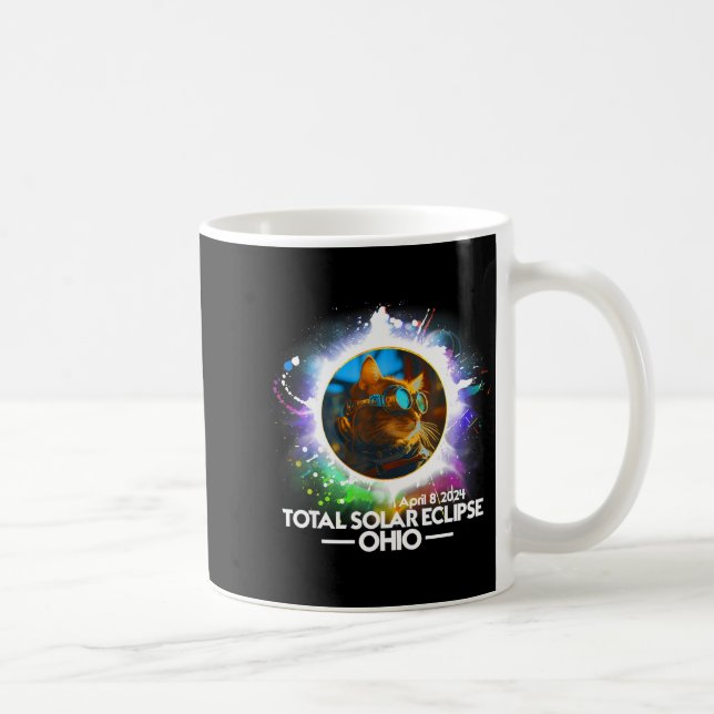 With Shirt Total Solar Eclipse Ohio Cat Coffee Mug (Right)