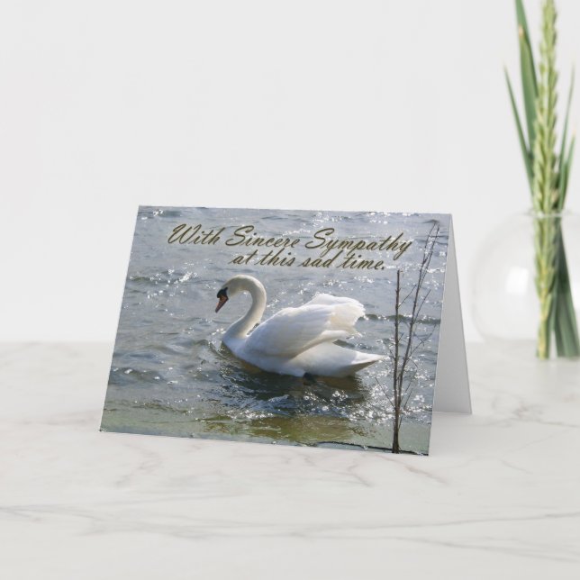 With Sincere Sympathy Swan Card (Front)