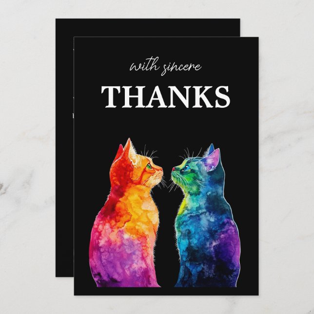 With Sincere Thanks  Purrfectly Yours: Purrfectly  Thank You Card (Front/Back)