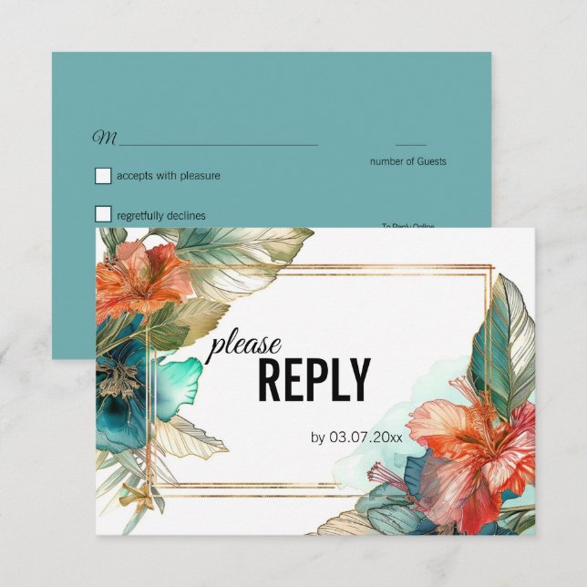With song request Hibiscus Serenade Paradise RSVP Card (Front/Back)