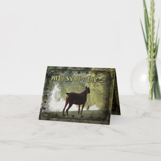 With Sympathy - Doberman Overlooking a Lake Card (Front)