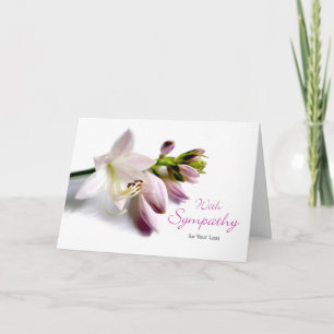 With Sympathy Hosta Plant Blooms in Garden Card