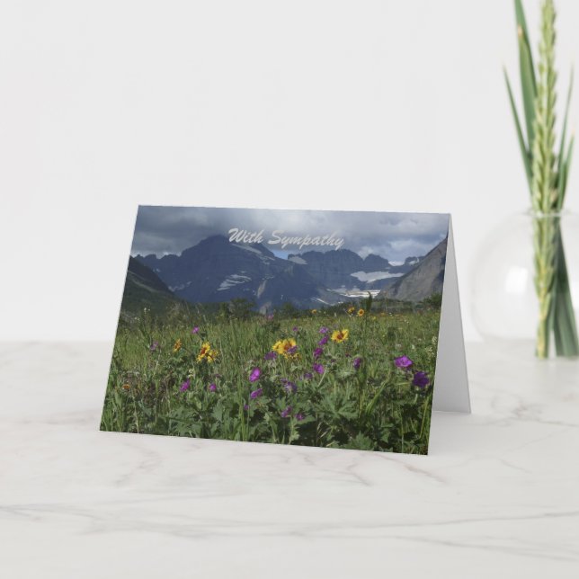With Sympathy, Mountain Wildflowers Greeting Note Card (Front)