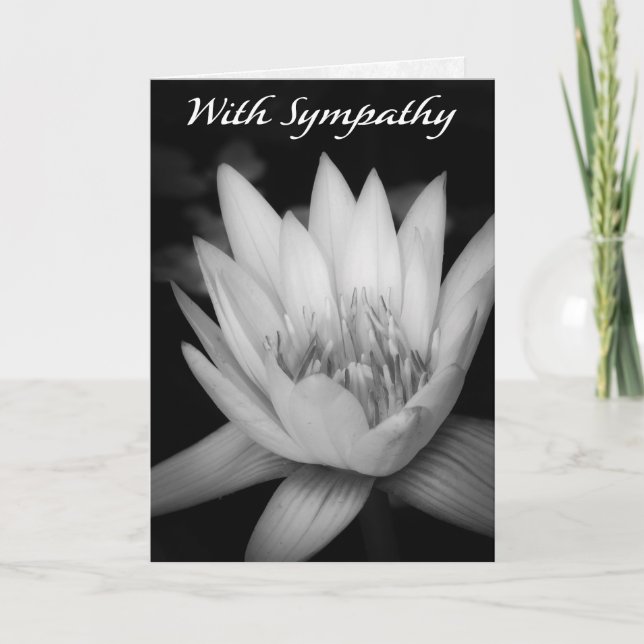“With Sympathy” Water Lily CFolded Greeting Card (Front)