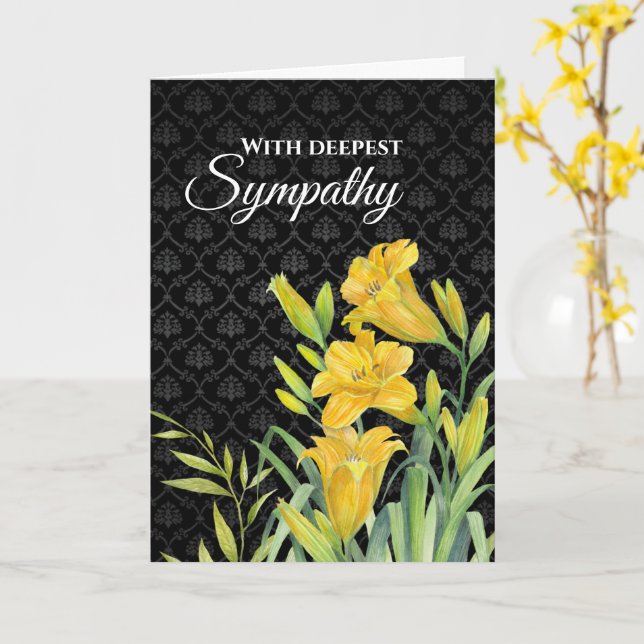 With Sympathy Watercolor Yellow Day Lilies Card (Yellow Flower)