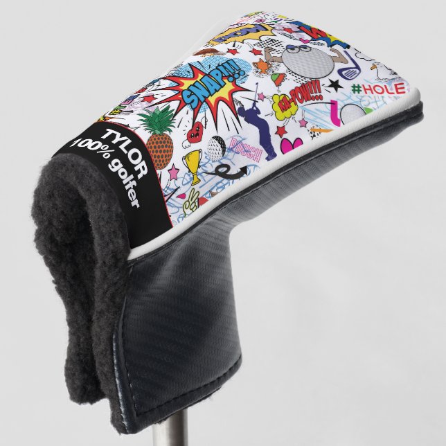 😍⛳🏌️With text awesome golf mix white  Golf Head Cover (3/4 Front)