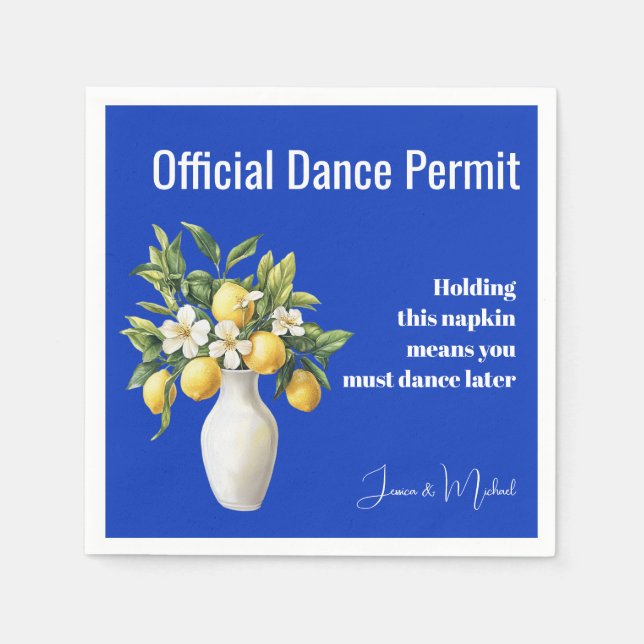 With text Azul & Limone Romance Azul Tile Napkin (Front)
