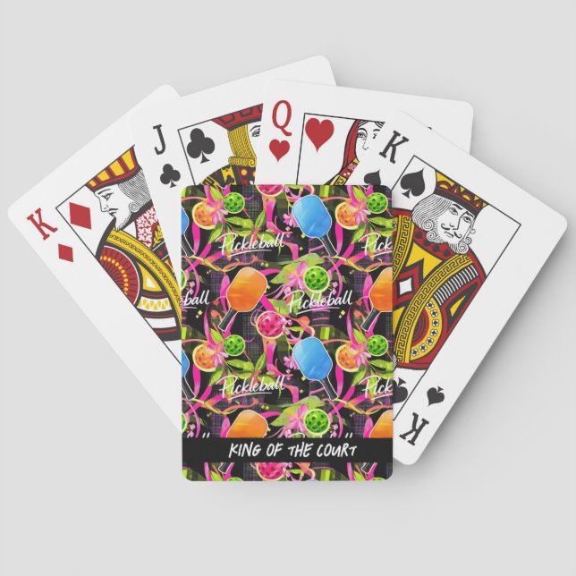 With text / Bold Pickleball Paddles & Florals Playing Cards (Back)