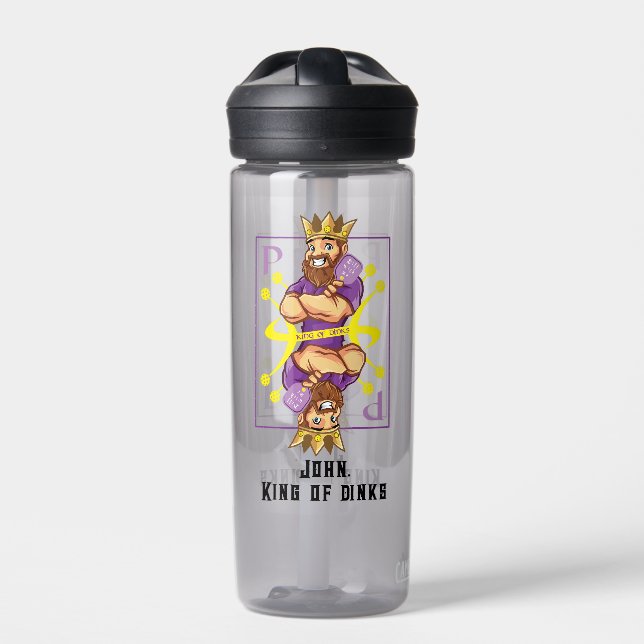 With text 👑King of dinks - pickleball  Water Bottle (Front)