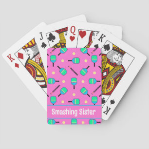 With text pastel I love Pickleball pink  Playing Cards