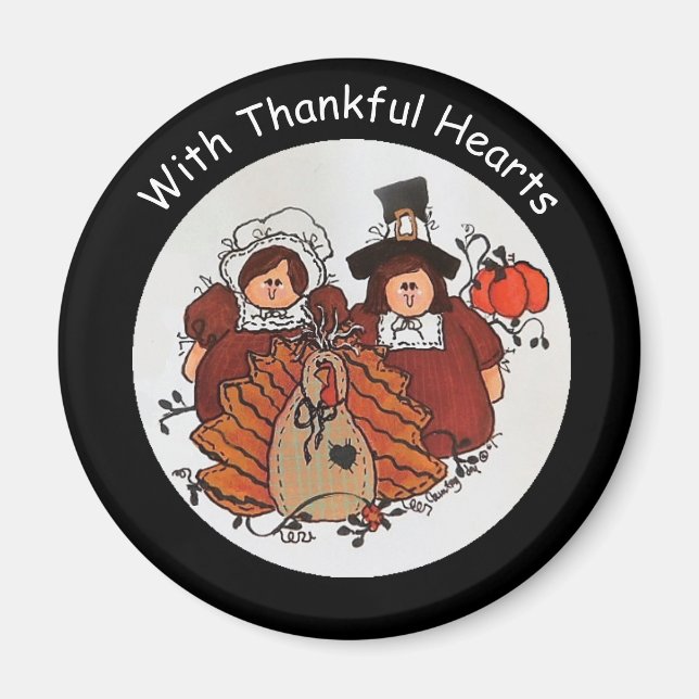 With Thankful Hearts Magnet (Front)