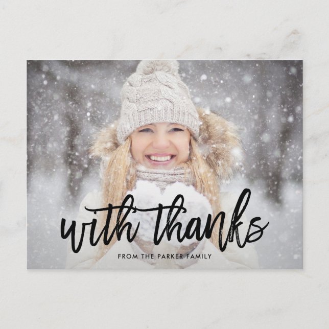 With Thanks | Holiday Thank You with Photo Postcard (Front)