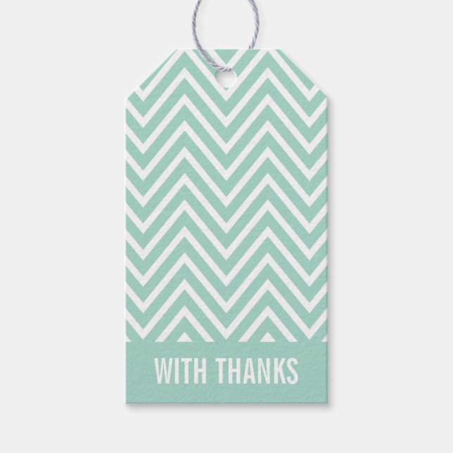 WITH THANKS TAG modern chevron simple cool mint (Front)