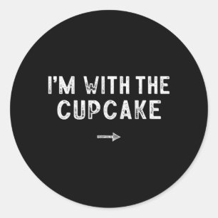 With The Cupcake Costume Matching Lazy Halloween Classic Round Sticker