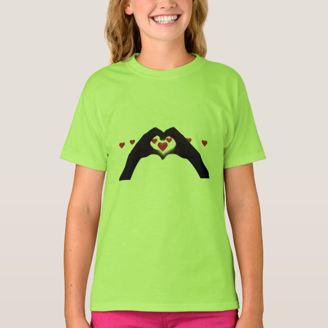 "With the heart in hand" poses a glass T-Shirt (Front)