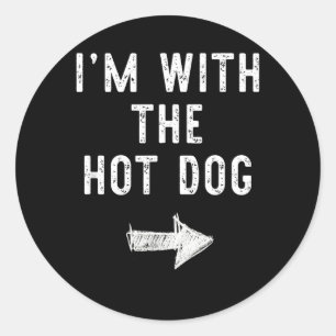 With The Hot Dog Funny Halloween Couple Costume Classic Round Sticker