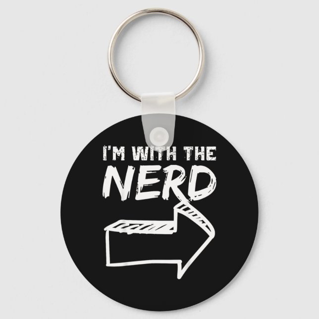With The Nerd RIGHT Arrow Funny Halloween Cute Key Ring (Front)