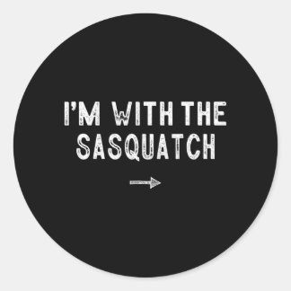 With The Sasquatch Costume Matching Lazy Halloween Classic Round Sticker