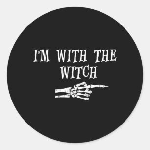 with the Witch Funny Halloween and Outfit Classic Round Sticker