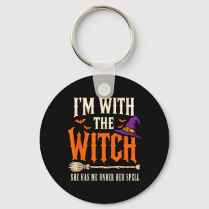 With The Witch Funny Halloween Couple Witchy Key Ring