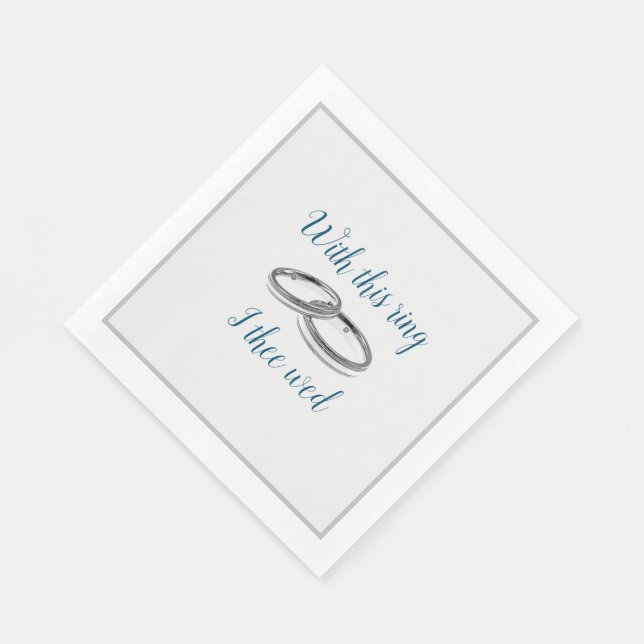 With This Rind Wedding Ring Grey and Blue Napkin (Corner)
