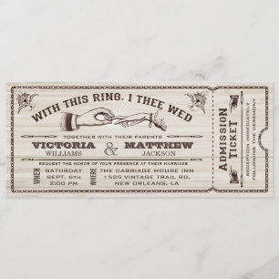 With This Ring, Vintage Wedding Ticket Invitation