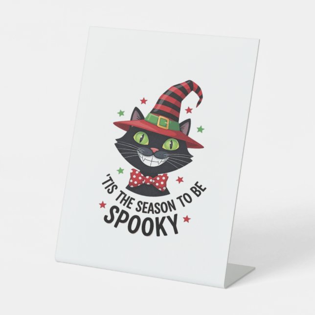 With Witch Hat And Tie Pedestal Sign (Front)