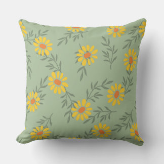 With yellow daisies and soft green leaves cushion