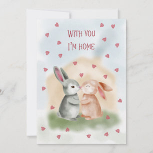 With You I’m Home Cute Bunny Holiday Card