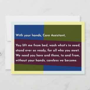 With your hands, Care Assistant Thank You Card
