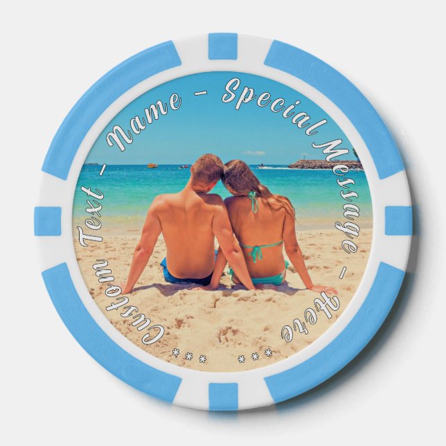 With Your Photo Poker Chips Gift Add Custom Text (Front)