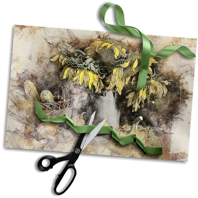Withered Sunflowers | Distressed Grunge Decoupage Tissue Paper (Creator Uploaded)