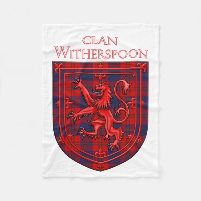 Witherspoon Tartan Scottish Plaid Lion Rampant Fleece Blanket (Front)