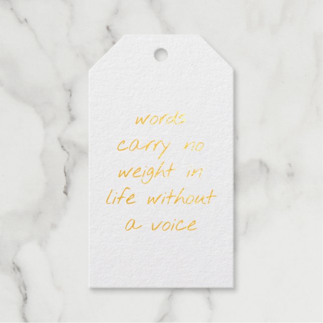 Without A Voice Foil Gift Tag (Front)