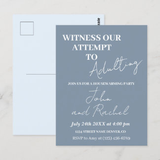 Witness our attempt to adulting housewarming party postcard