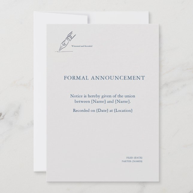 Witness Pen- Minimalist Elopement Announcement  (Front)