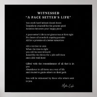 Witnessed pace setter life encouragement poem poet
