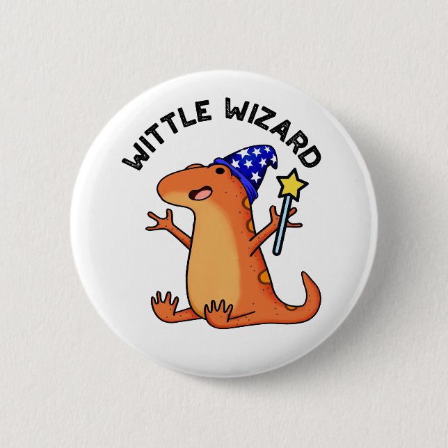 Wittle Wizard Funny Lizard Pun  6 Cm Round Badge (Front)