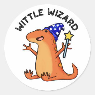 Wittle Wizard Funny Lizard Pun  Classic Round Sticker