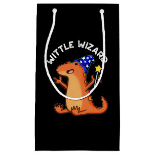 Wittle Wizard Funny Lizard Pun Dark BG Small Gift Bag