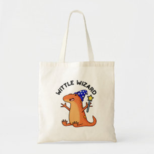 Wittle Wizard Funny Lizard Pun Tote Bag