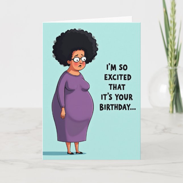 Witty Afro Spectacles Birthday Card (Front)
