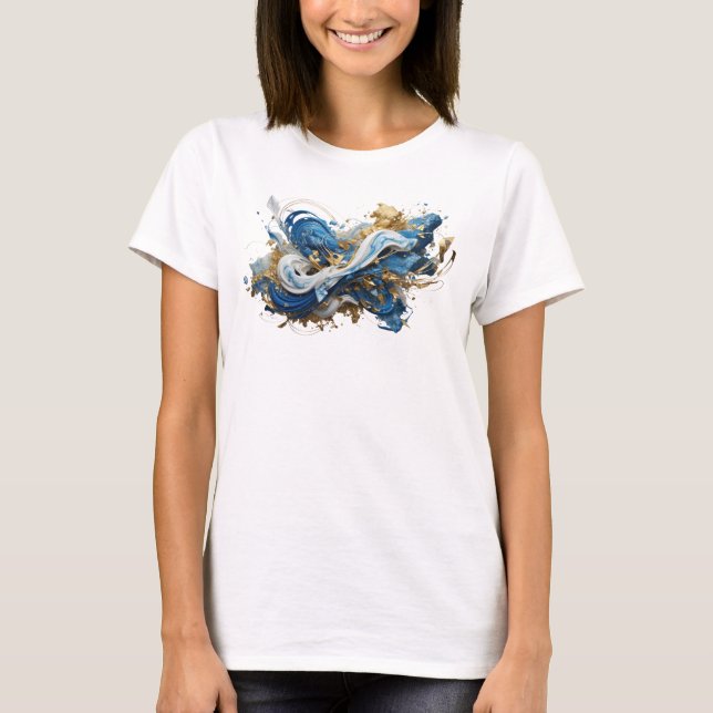 Witty Blue ABSTRACT ART Statement Tee (Front)
