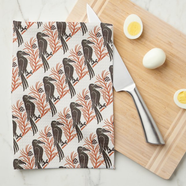 Witty Crow Art Nouveau Kitchen Towels (Quarter Fold)