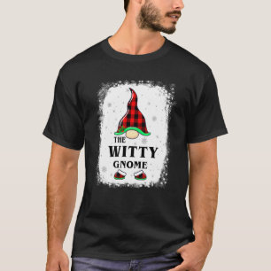 Witty Gnome Buffalo Plaid Matching Family Xmas Paj T-Shirt