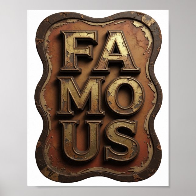Witty Gold FAMOUS Graphic Design Poster (Front)