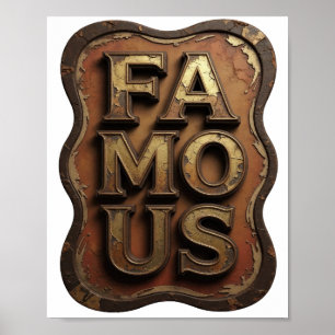 Witty Gold FAMOUS Graphic Design Poster
